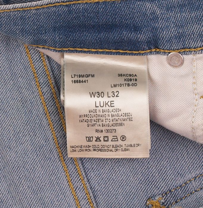 Spodnie Lee Luke Slim Tapered W30 L32 Męskie Light Blue Zip Fly