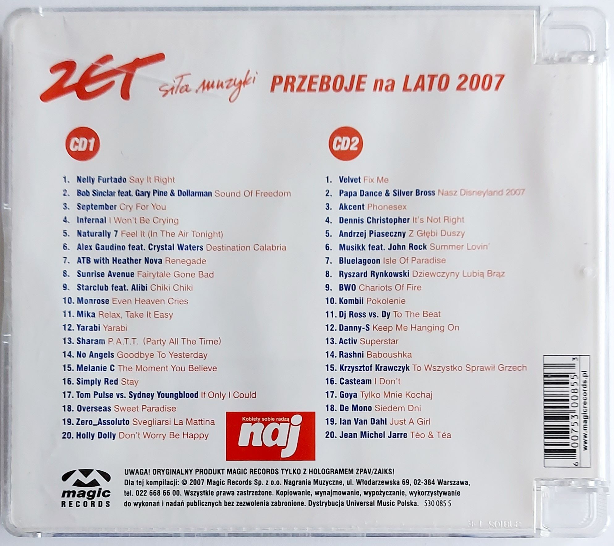 Radio Zet Siła Muzyki Przeboje Na Lato 2007 2CD ATB Mika Goya De Mono