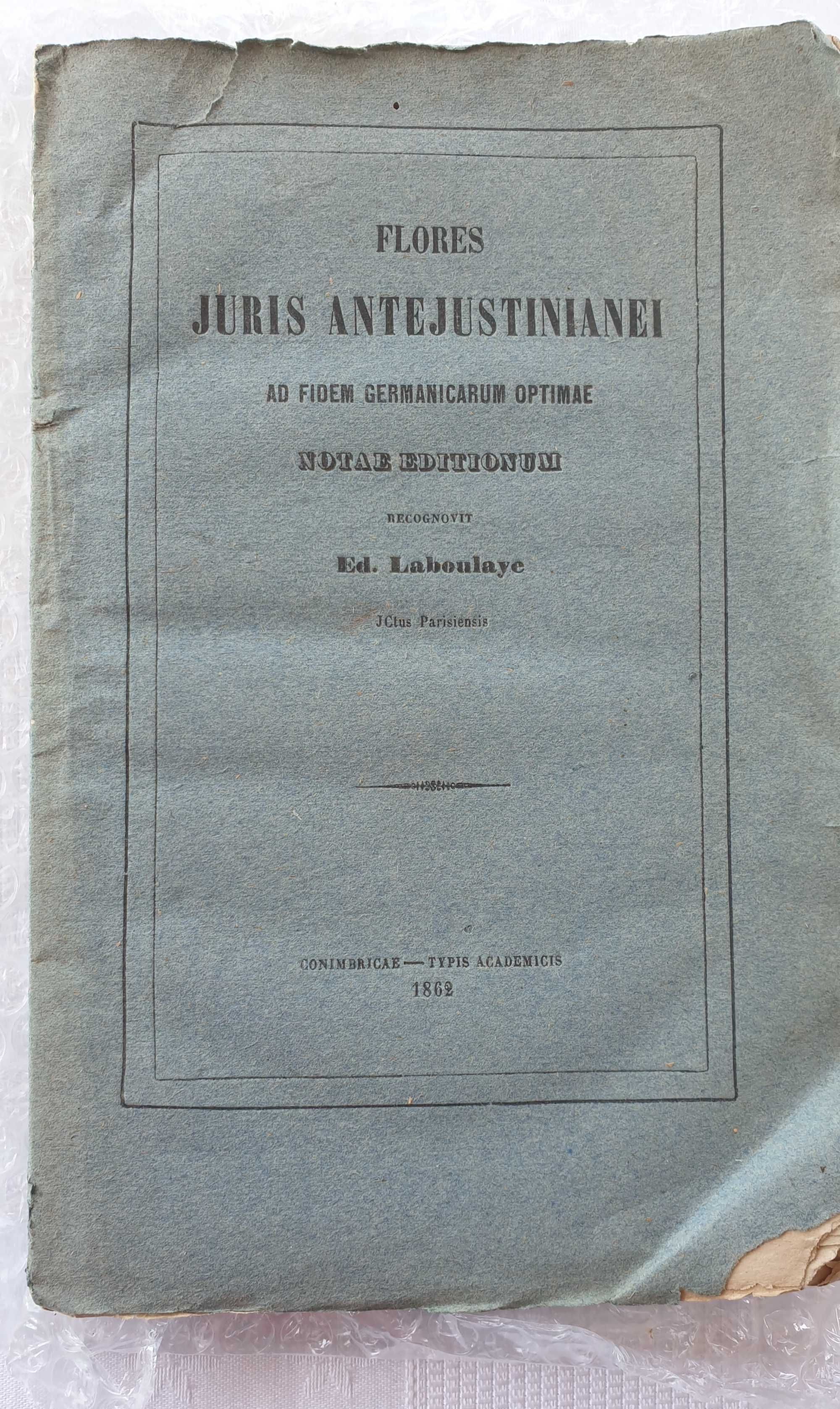 Livro Juridico em latim de 1862... Juris Antejustinianei