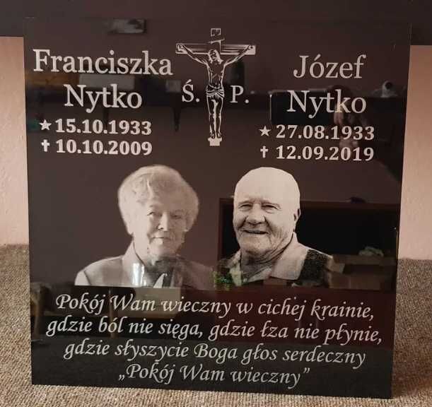 Tabliczka Szklana na Nagrobek GRAWER Z FOTOGRAFIĄ