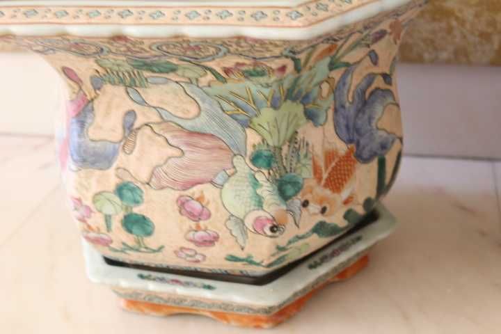 Par Cachepot Vasos em porcelana Chinesa Jiaqing XX 43 cm x 27 cm A