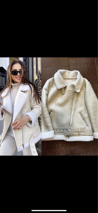 Молочна Дублянка з поясом ,штучне хутро на овчині