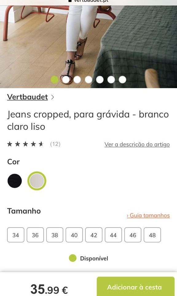 Jeans para grávida - branco claro liso