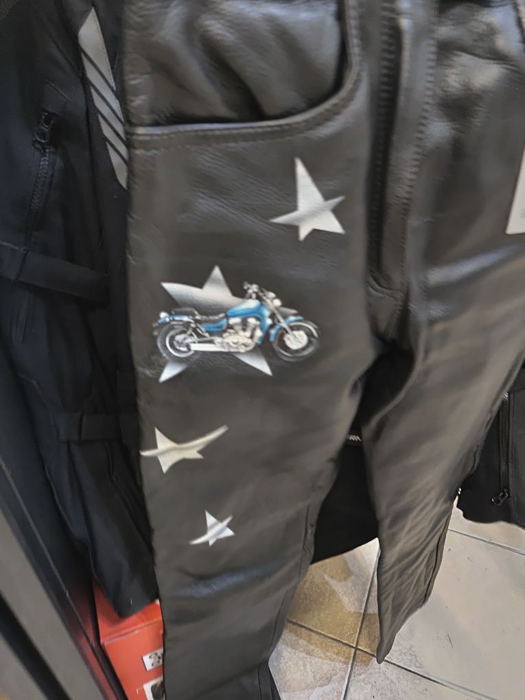 Spodnie motocyklowe skórzane skóra rozmiar xs