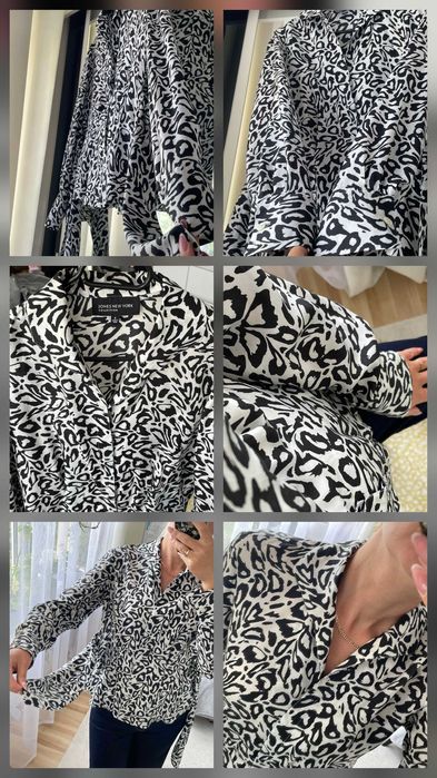 Damska wzorzysta bluzka koszula Jones New York jedwab wiskoza rozm.S-M