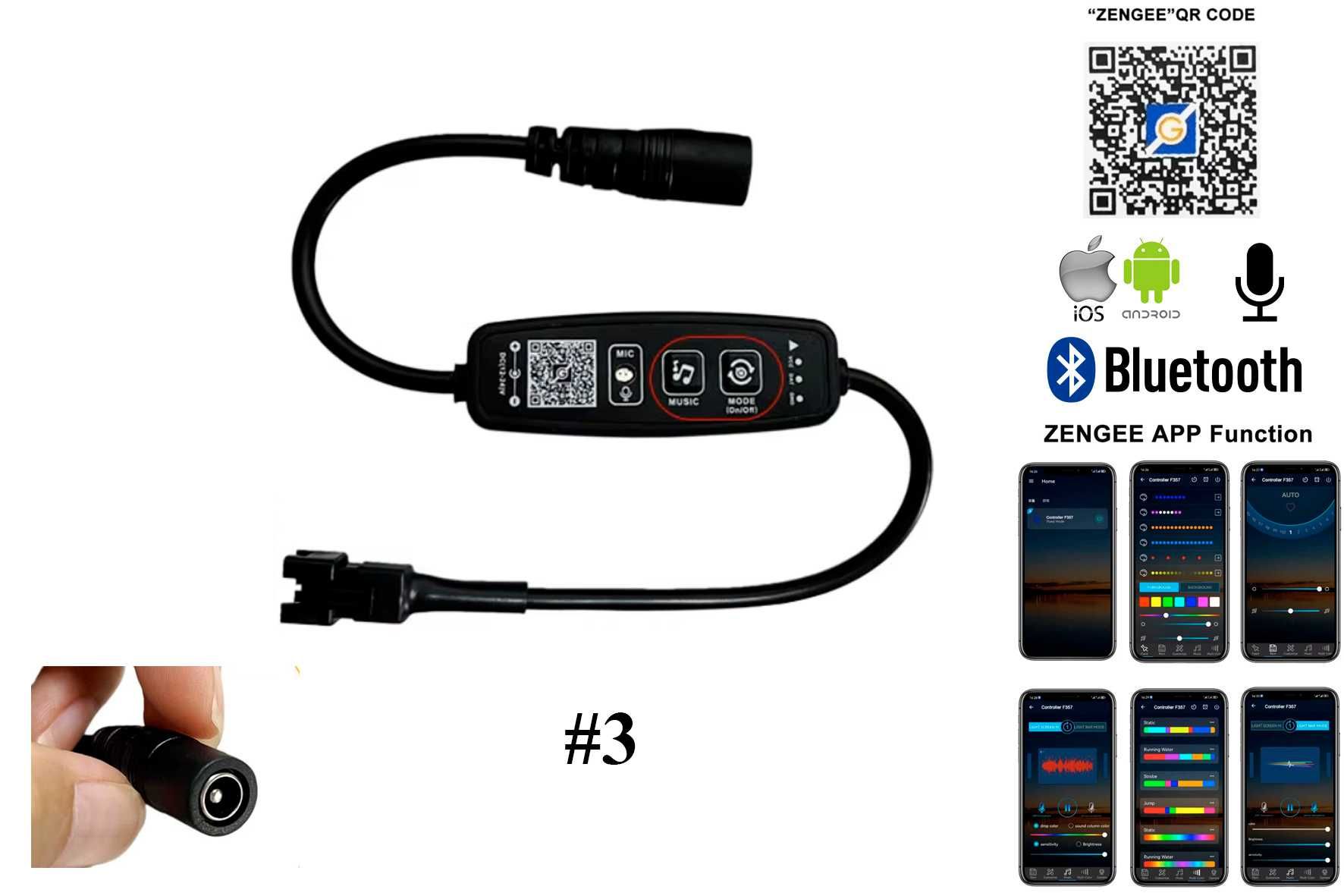 Контролер адресной ленты WS2812B, Mini BT Smart SPI LED + микрофон