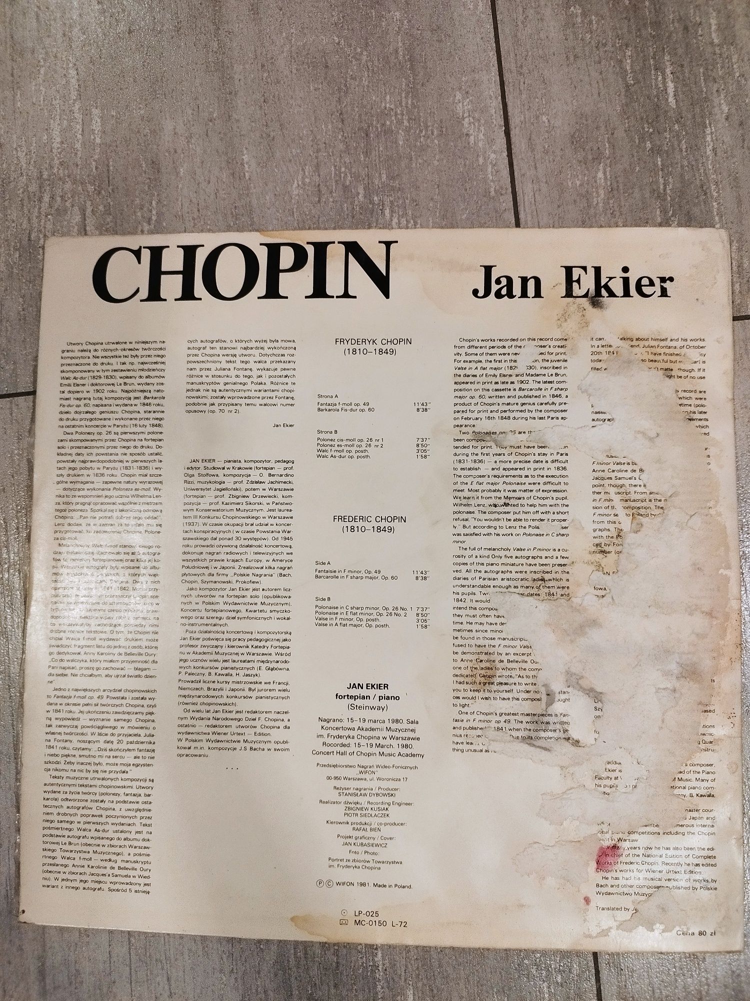 Płyta winylowa Chopin Jan Ekier