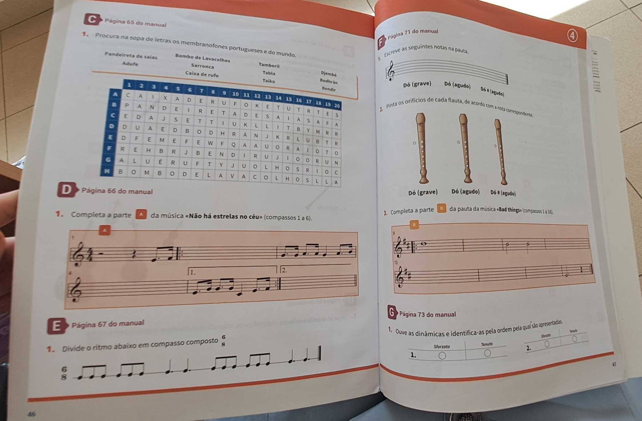 Livro de fichas Caderno de atividades 100% Música 6º ano