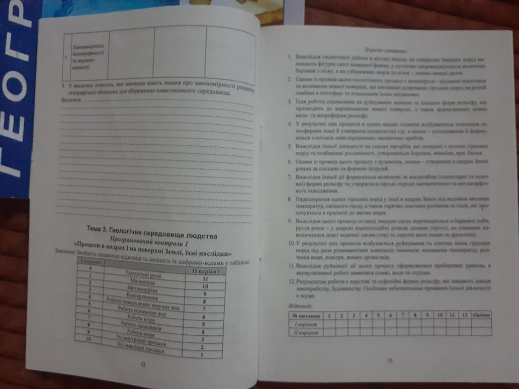 Практикум та зошит для контрольних робіт з географії 11 клас