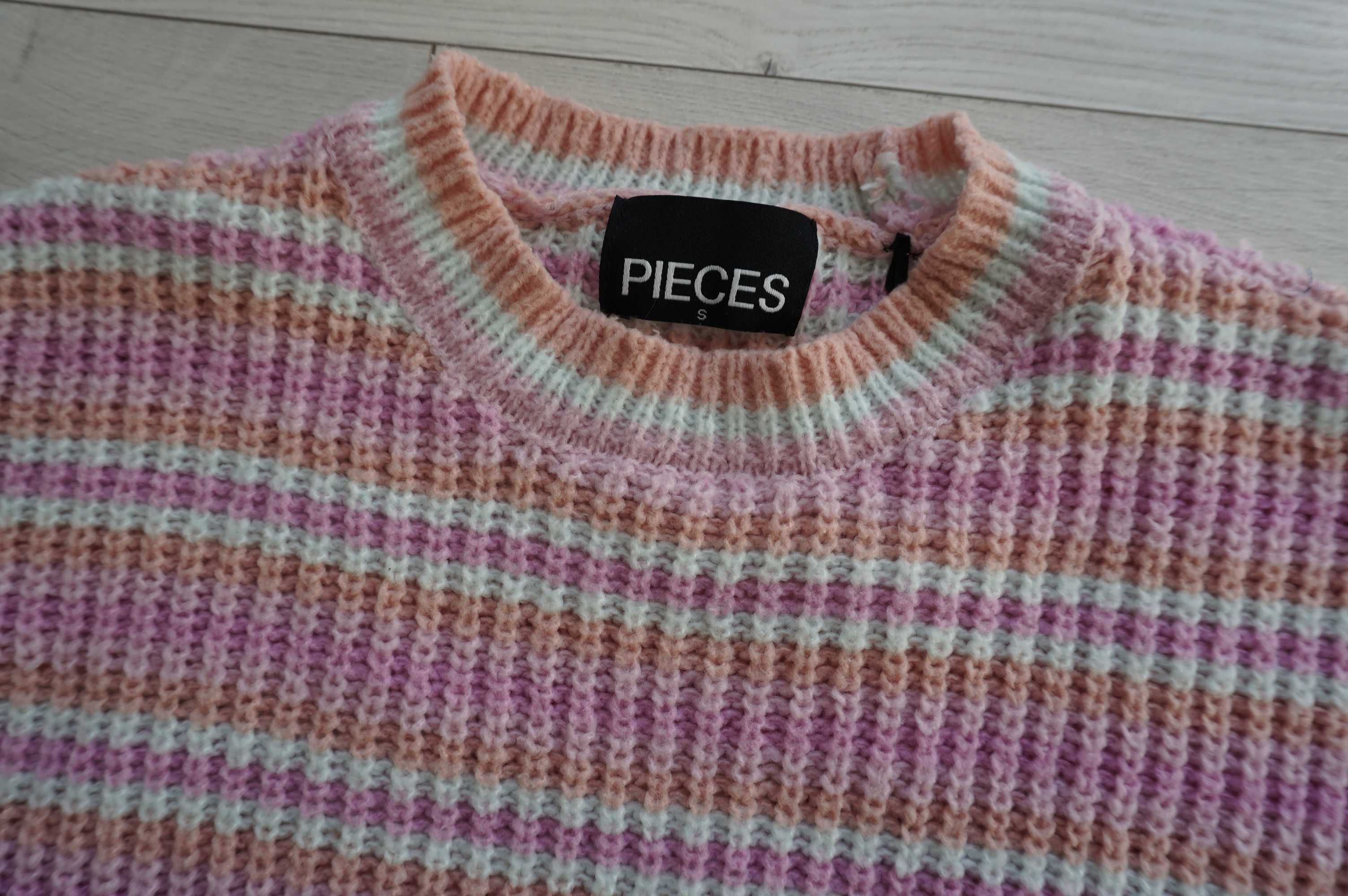 krótki kolorowy sweter na wiosnę~ Pieces r.36