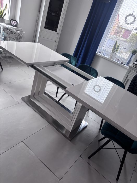 Oddam tylko dzis  Stol rozkladany bialy lakierowany