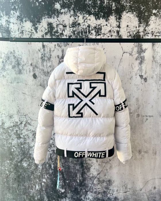 Пуховик Off-White чоловічий білий пуховик офф-вайт білий чоловічий