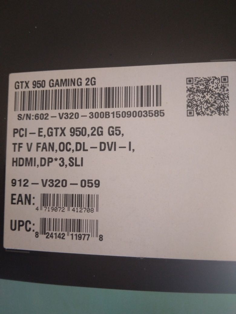 GTX 950 Gaming  2GB MSI Oc COMO NOVA + caixa