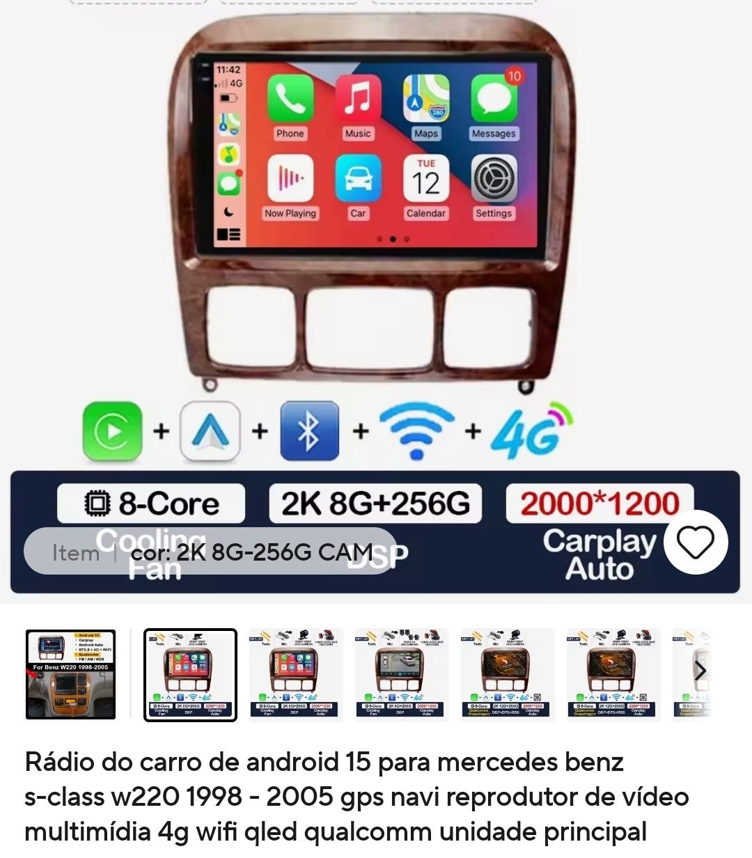 Carplay android mercedes s class w220 de 1998 a 2005