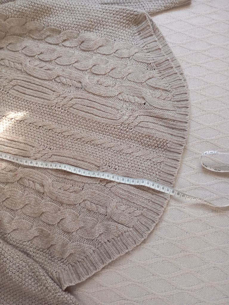 MANGO S-M beżowy sweter warkoszowy splot