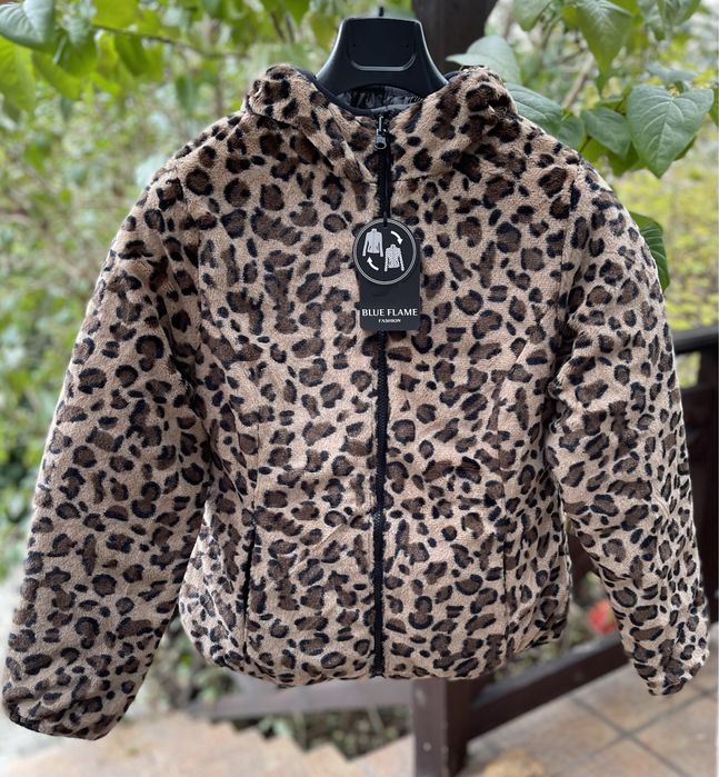 Kurtka dwustronna jesienna panterka/czarna nowa 38 blue flame