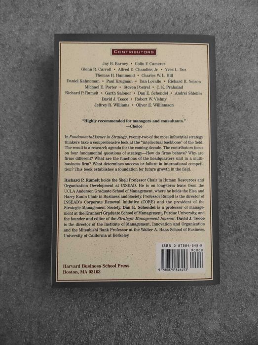 Fundamental Issues in Strategy de Richard P. Rumelt