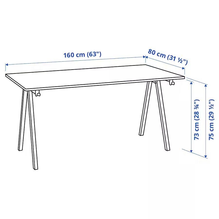 Secretária Ikea Trotten Branca Branco 160x80