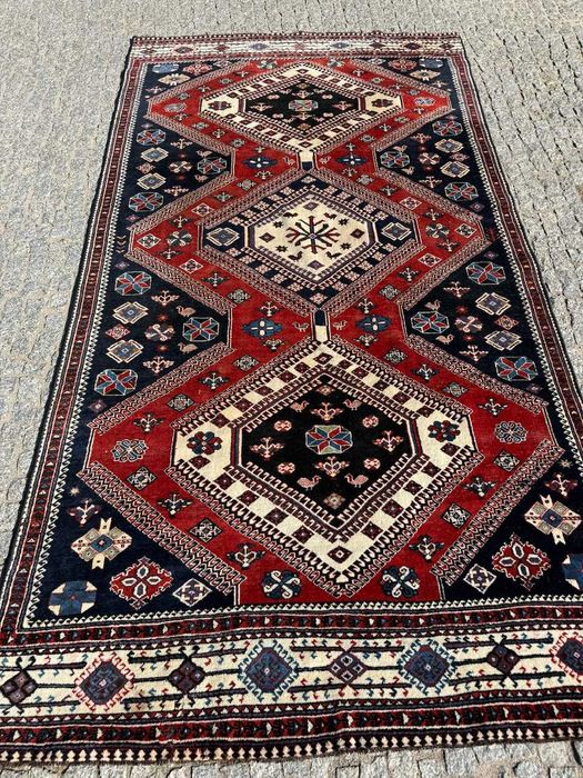 Vintage wełniany r.tkany dywan perski Shiraz 310x160 galeria 13 tys