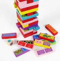 Gra dla dzieci, drewniane klocki, Eco, domino, 48elementow wieża jenga