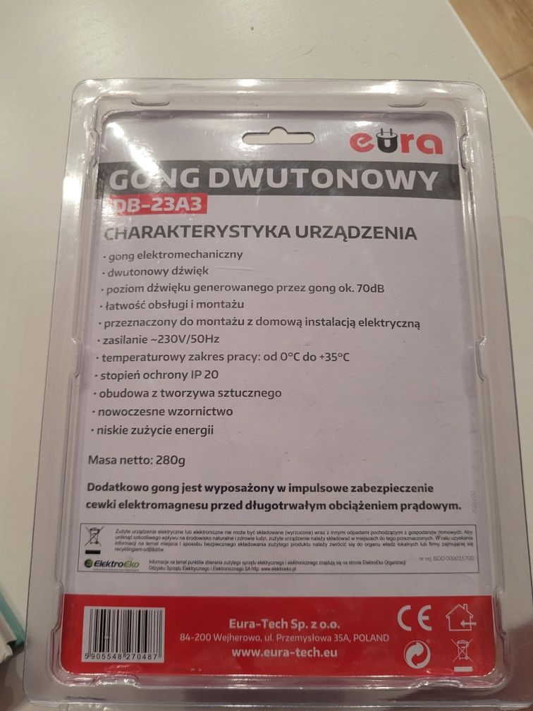 Dzwonek gong dwutonowy Eura DB-23A3