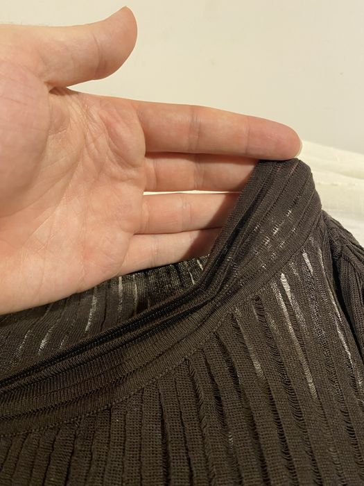 Brązowy dzianinowy bawełniany top Yves Saint Laurent