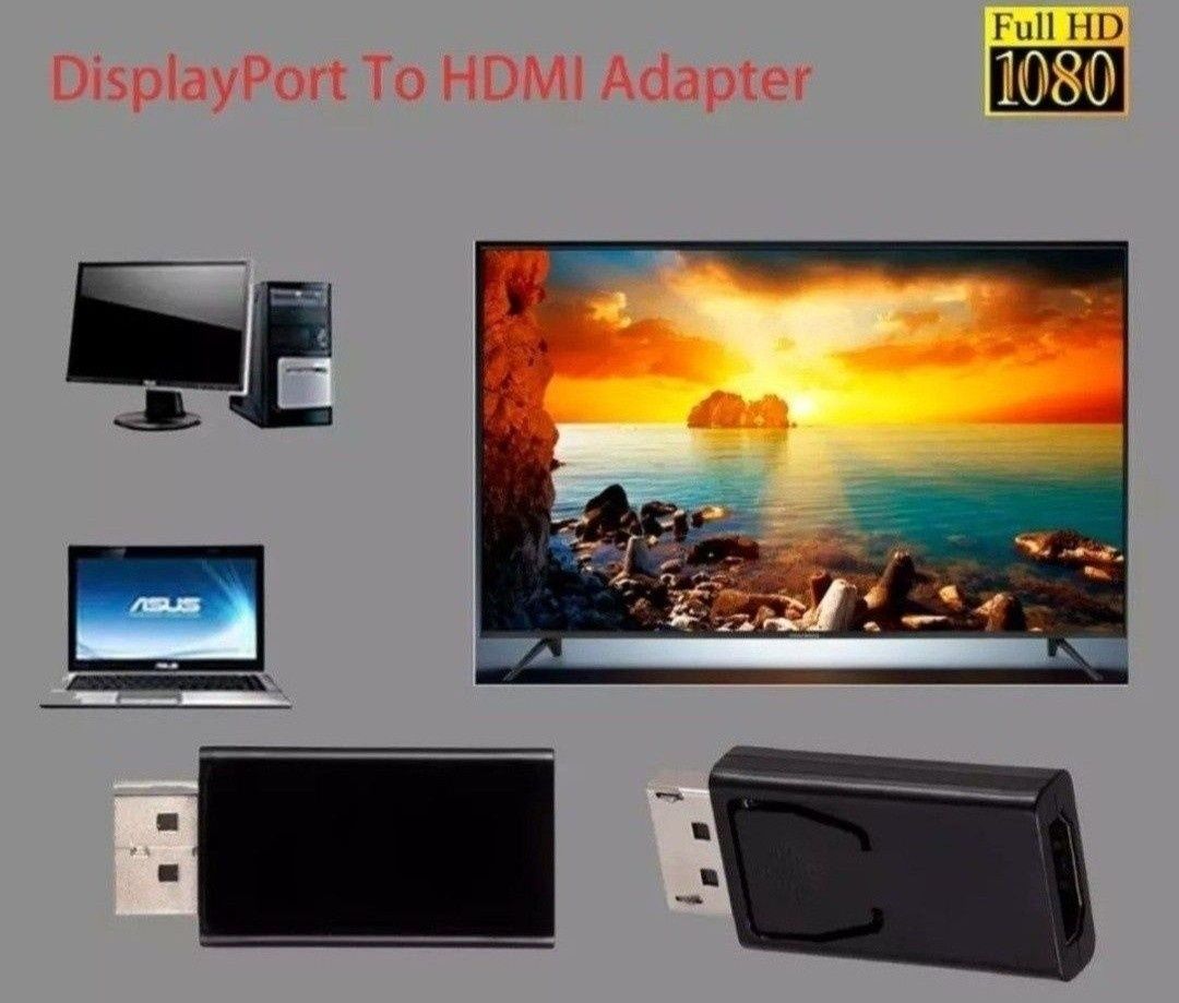 Переходник/Адаптер/Конвертер DisplayPort to HDMI это экономичное решен