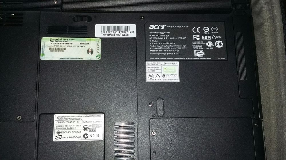 Notebook acer travelmate 4001WLMi sem disco rigido