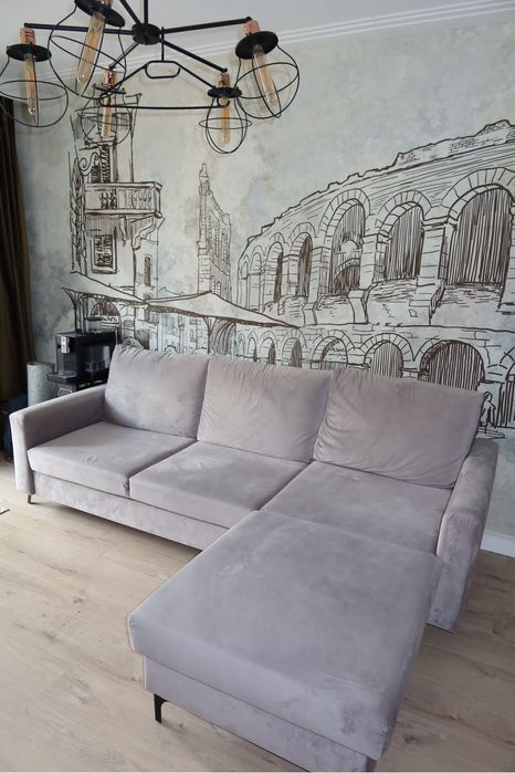 Kanapa rozkładana z pojemnikiem – kolor szary