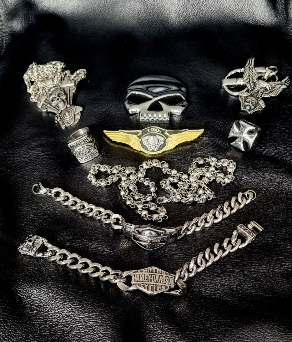 Przypinka pin znaczek czaszka silnik skrzydła Harley chopper cruiser