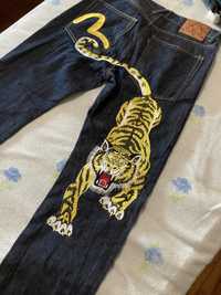 Calça Evisu Bootleg Tiger Embroidered Demin