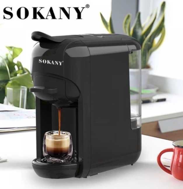 Кофеварка капсульная Sokany SK-516 с адаптером для дома и офиса чёрная