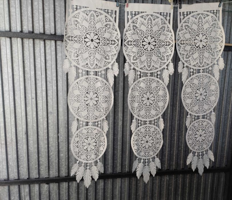 Panel, firanka łapacz snów koloru lnianego 43 x 140