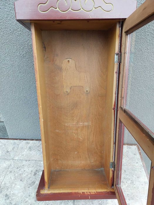 Szafka skrzynia obudowa starego zegara witrynka bordowa E225