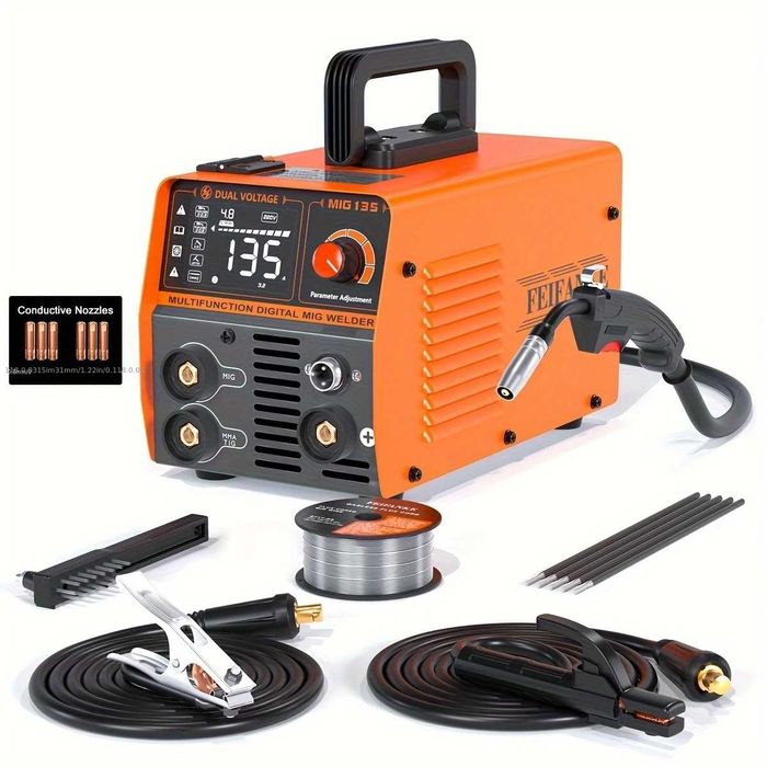 F1286 Máquina soldar Fio e eletrodo MIG135 e ARC COM CABOS E ROLO