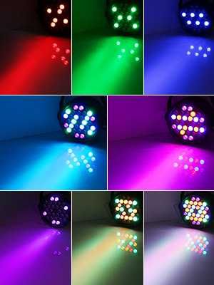 Reflektor Mocny PAR LED 30 x 3W RGBWA+UV Stroboskop DMX + Pilot Dużo