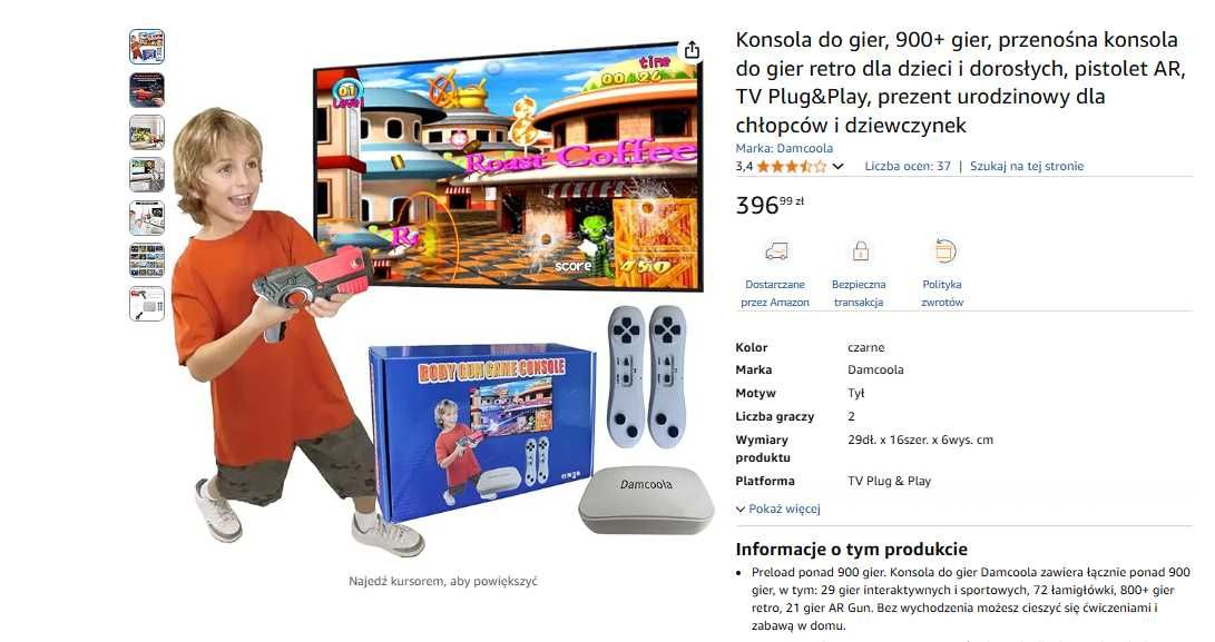 Konsola do gier, retro 900+ gier, 2xpad, pistolet, bezprzewodowa