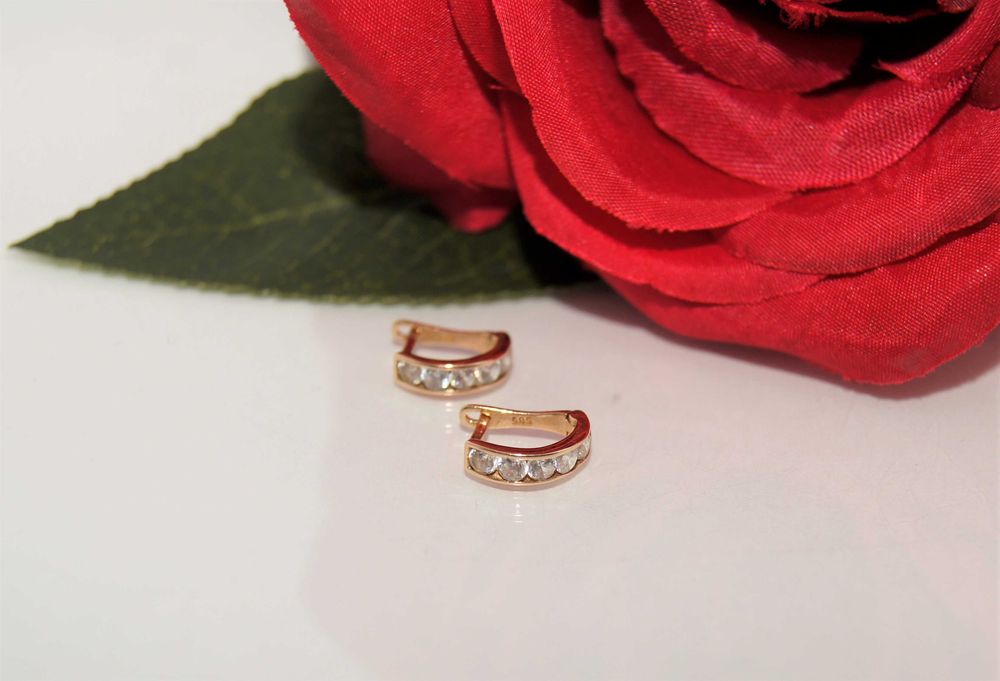 Złote kolczyki p.585/1,18g  cyrkonie