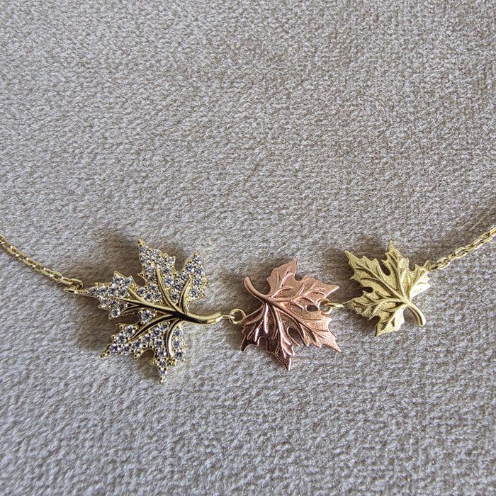 Łańcuszek BRIJU - żółte srebro o próbie 925 i cyrkonie - nowy