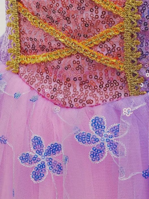 NOWY 104 110 Strój Księżniczka Roszpunka Kwiaty Akcesoria Sukienka Suk