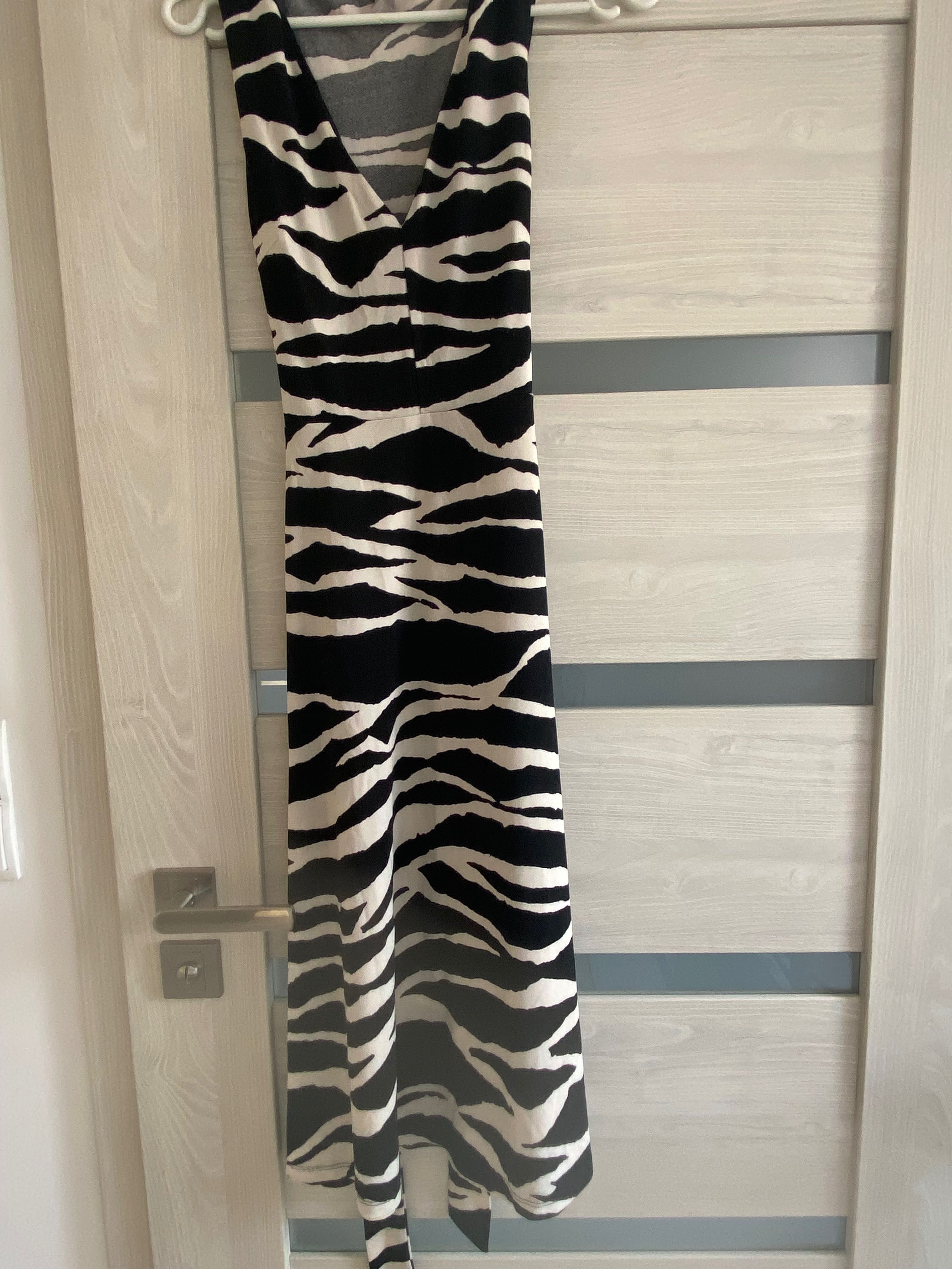 Długa sukienka na lato wzór zebra roz.XS