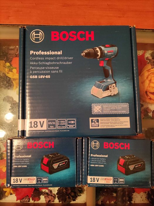 Wkrętarka udarowa Bosch GSB 18V-65+2 aku 5.0Ah .