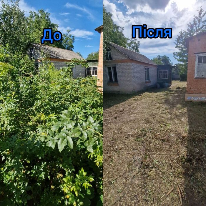 Косіння трави, покіс трави рубка дров, порізка патиків. Зачистка