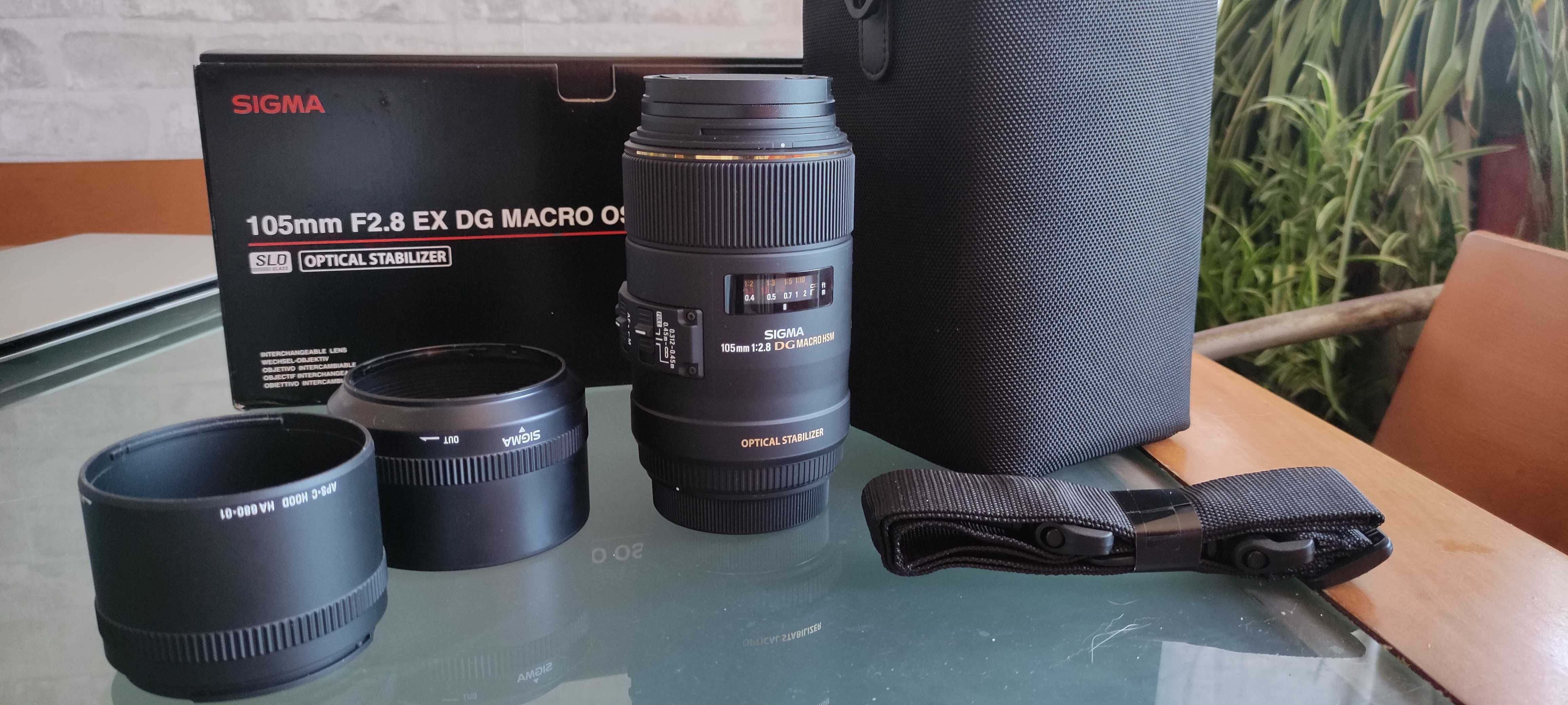 Lente Sigma 105mm F2.8 EX DG Macro OS ( Canon) como nova,oferta filtro