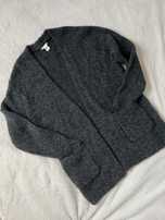 Kardigan ciemno szary szary ciepły M H&M sweter narzuta sweterek
