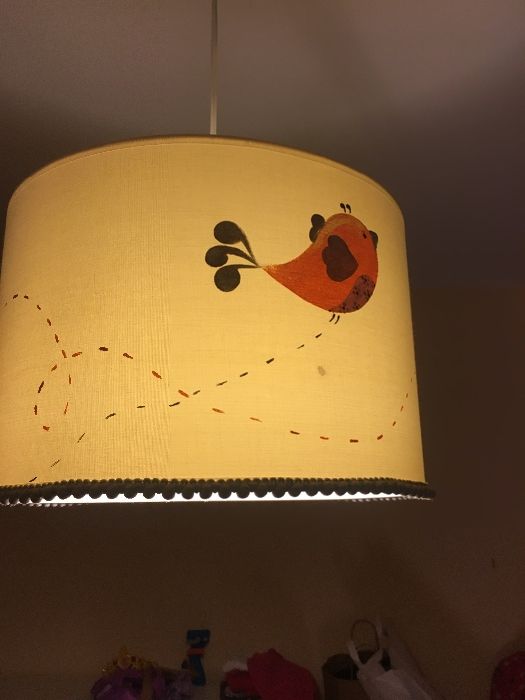 Conjunto Decoração quarto menina: candeeiro, casinha e passarinhos