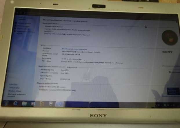 laptop 11,6" Sony Vaio VPCYB3V1E/S 4GB RAM sprawny 500gb HDD Win7Pro