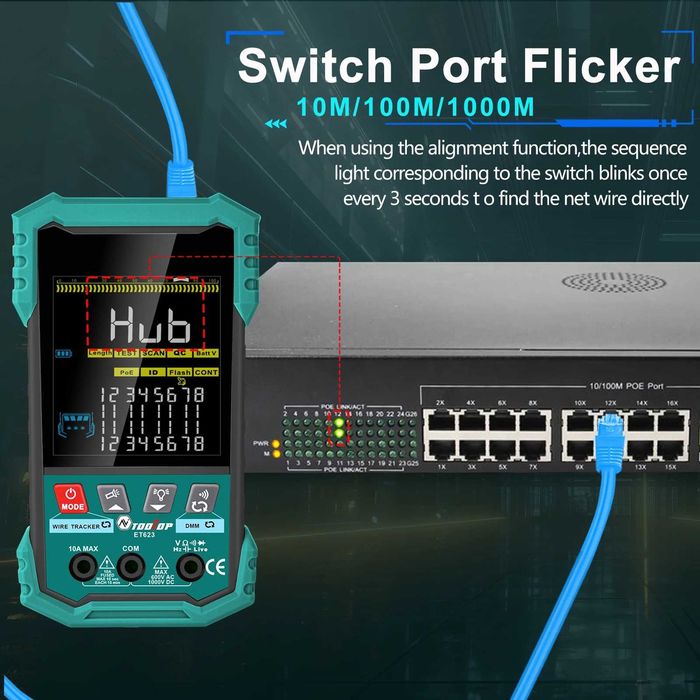 Tooltop et622/623 - Testador e Mapeador de cabos de rede / Poe tester