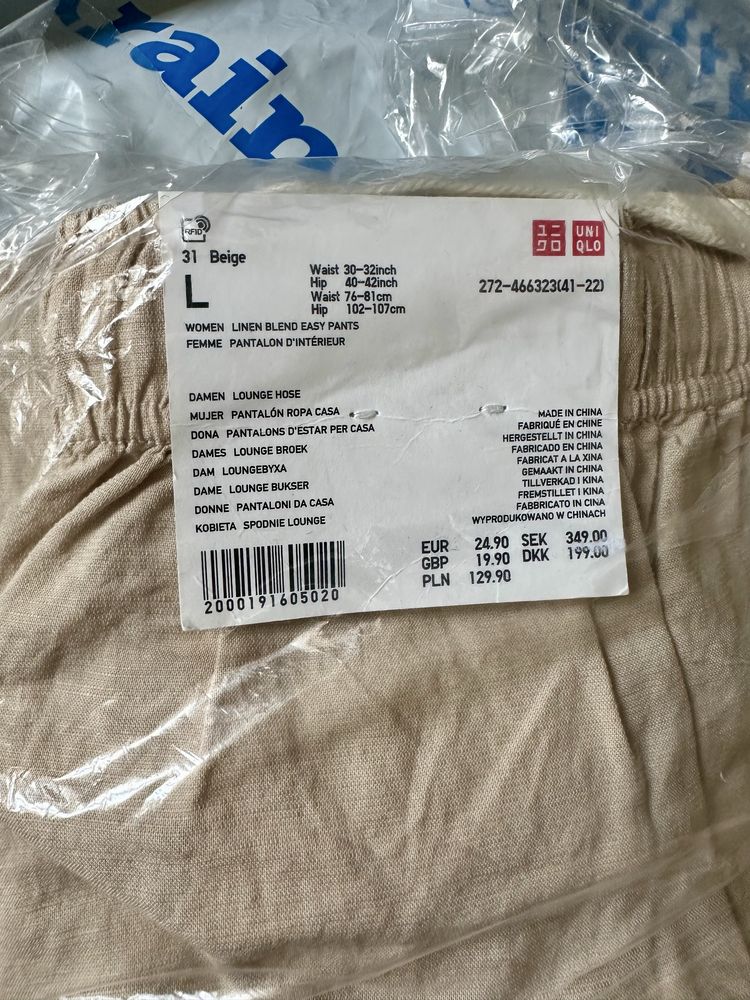 (M, L) Uniqlo брюки з суміші льону лляні штани лляні брюки
