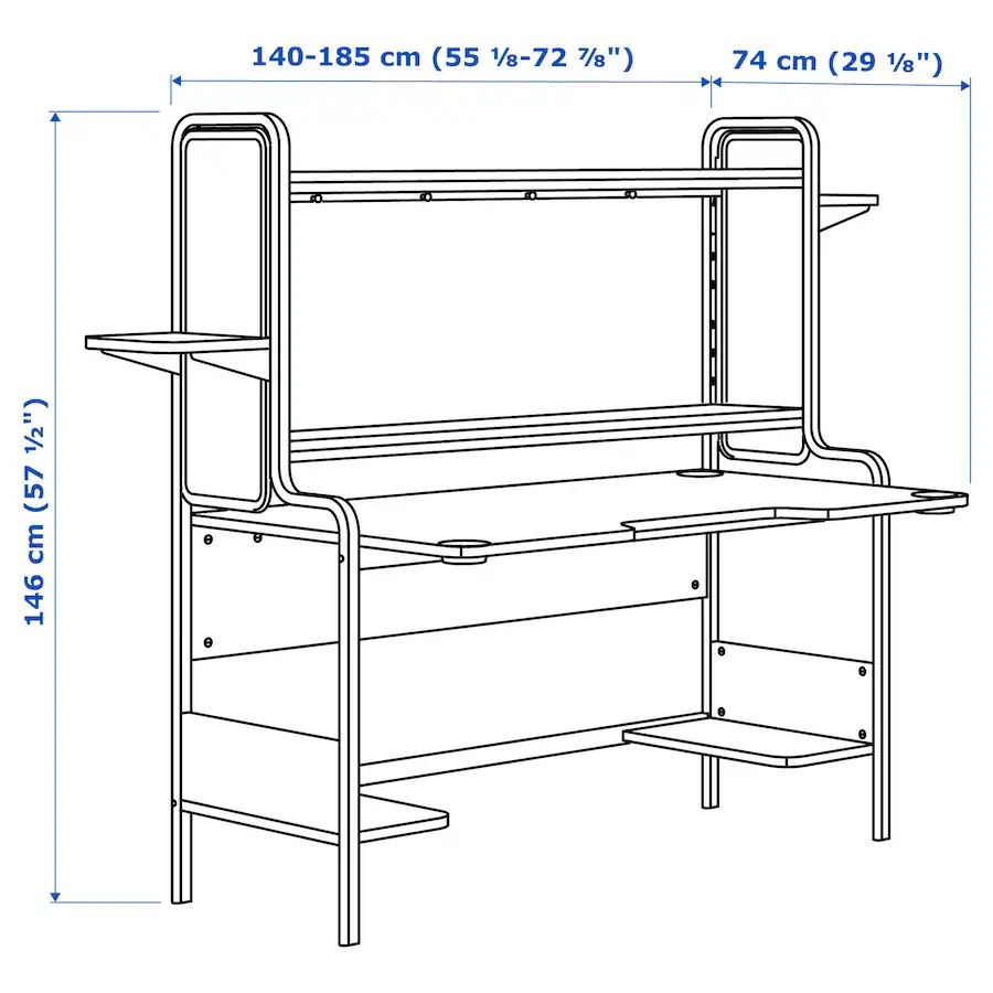 FREDDE biurko gamingowe czarne Ikea 
Biurko gamingoweczarny, 140/185x7